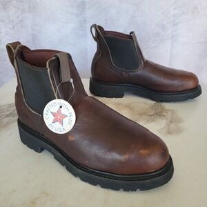 Carolina Size 7 EE USA Steel Toe Pull On Chelsea Work Boots Cognac